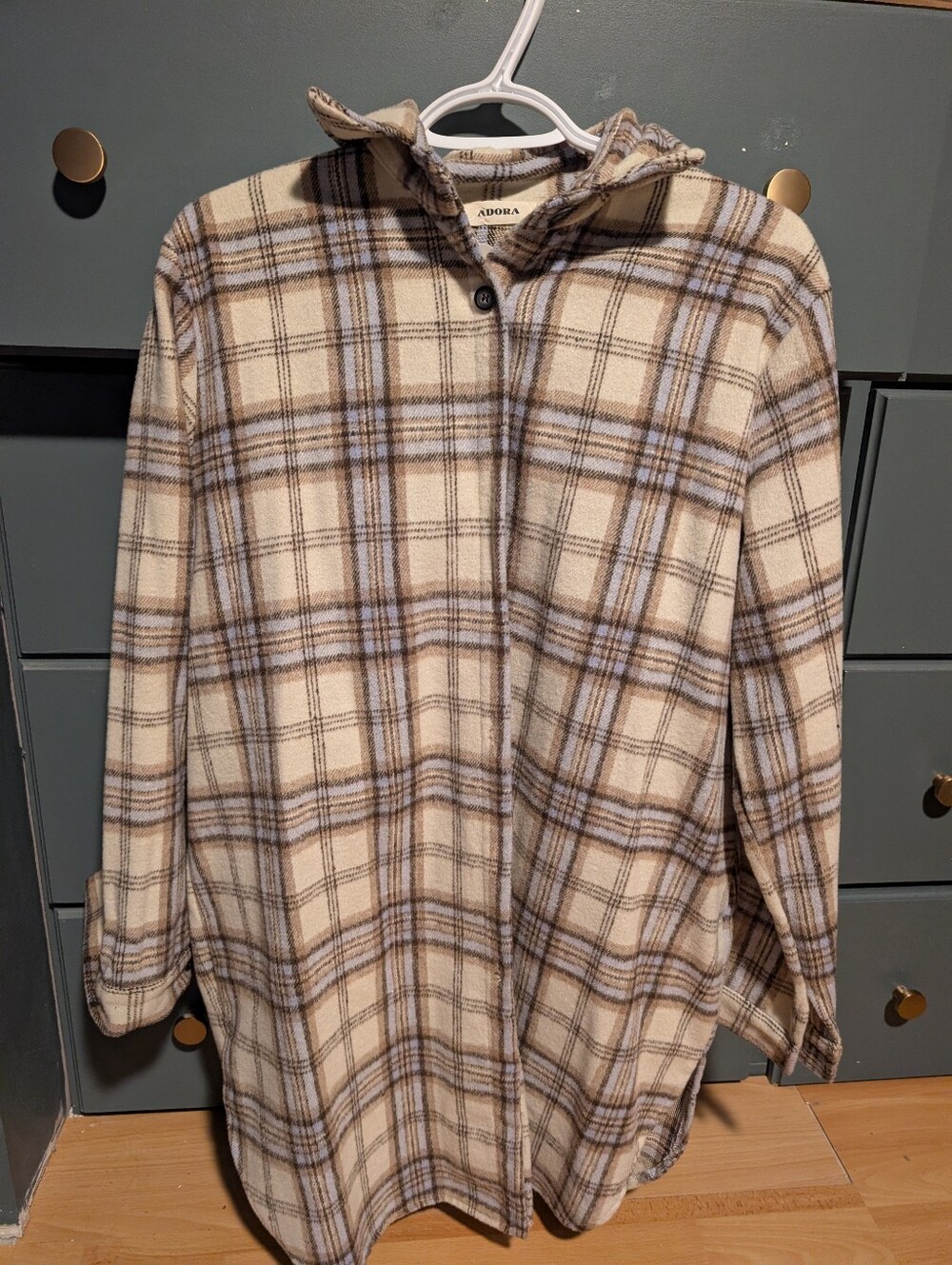 ADORA Cream Plaid Button-Up Shacket